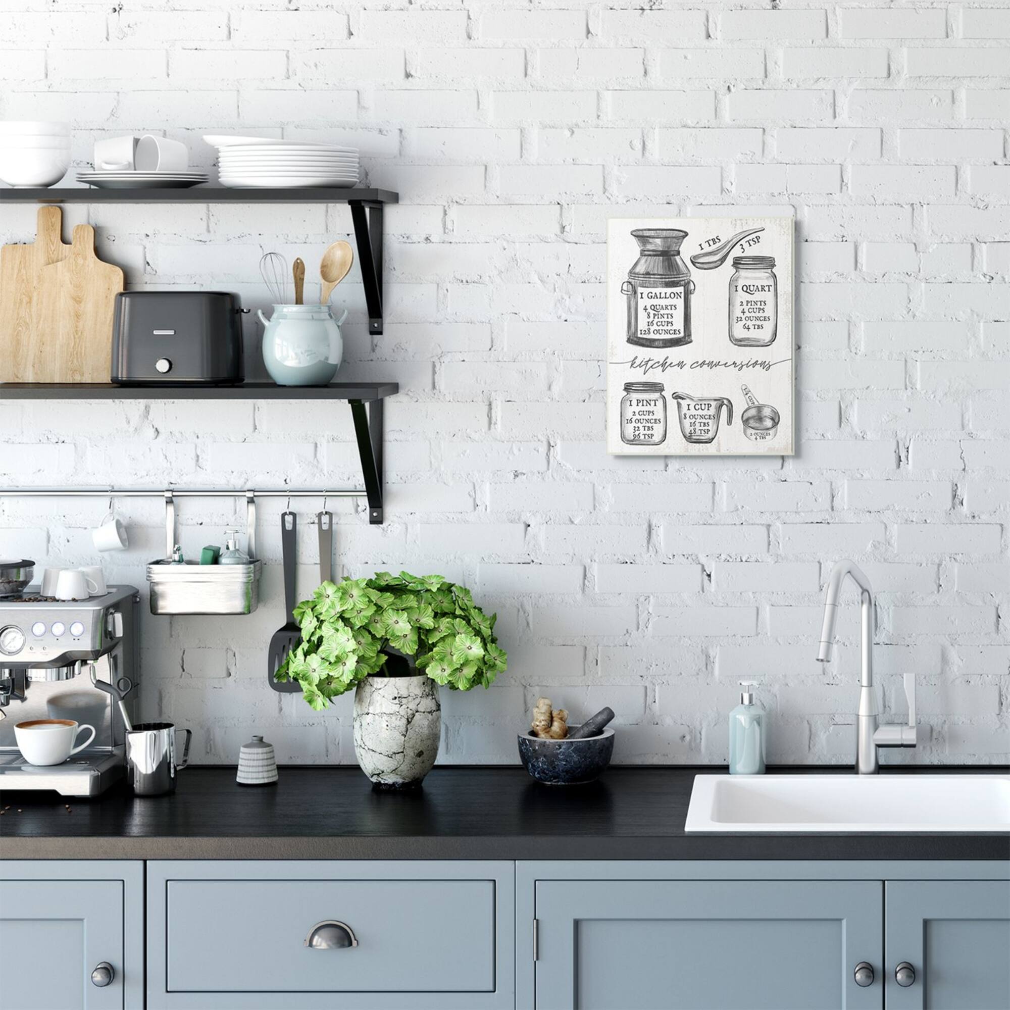 Stupell Industries Kitchen Conversion Chart Neutral Gray Word Wall Art